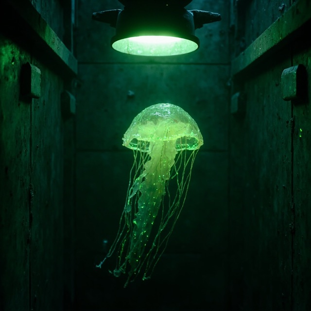 Illustrated containment portrait of The Glitch-Glow Phantasm.